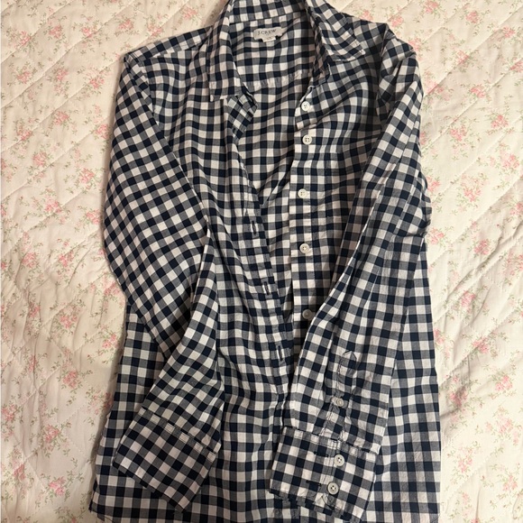 J. Crew Navy and White Plaid Button-Down Shirt - Picture 1 of 2